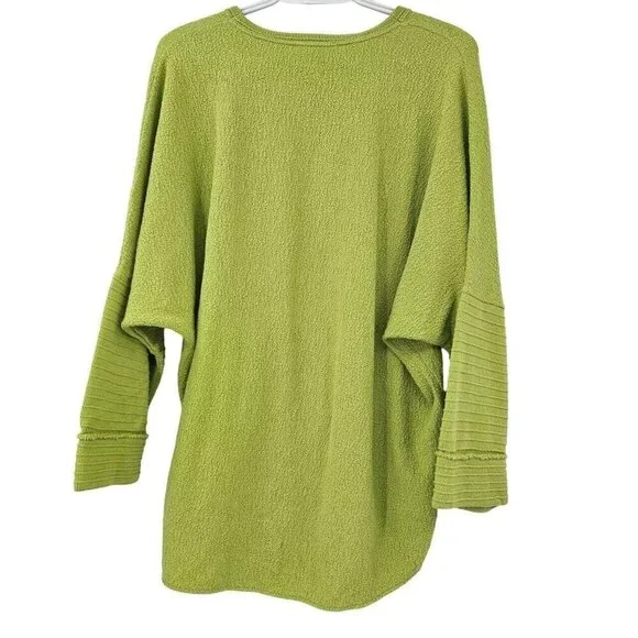 Margaret Winters Boxy Lagenlook Knit Top Green Women's Size L Artsy Relaxed Fit - Picture 2 of 11